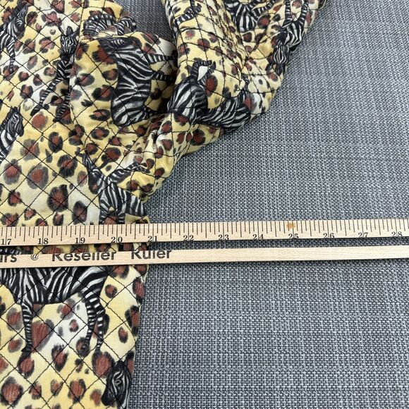Safari Quited Jacket Womens 12 Button Up 100% Silk‎ Zebra Cheetah - Picture 7 of 8